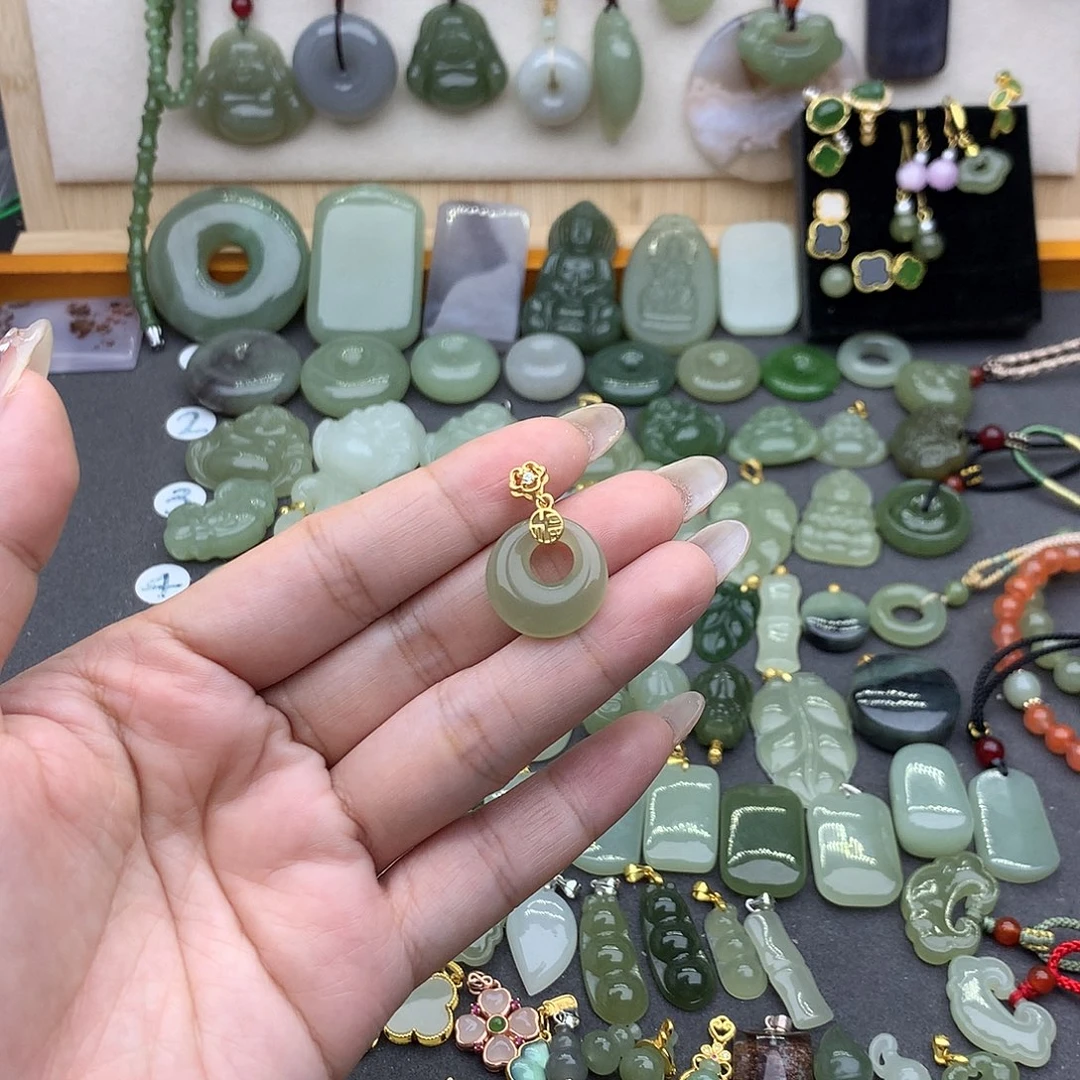 和田玉吊坠(不含链)银S925镶嵌