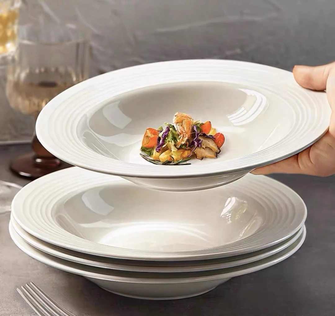 8.5英寸圆形草帽盘陶瓷小清新漂亮创意餐具复古轻奢鱼网红盘子