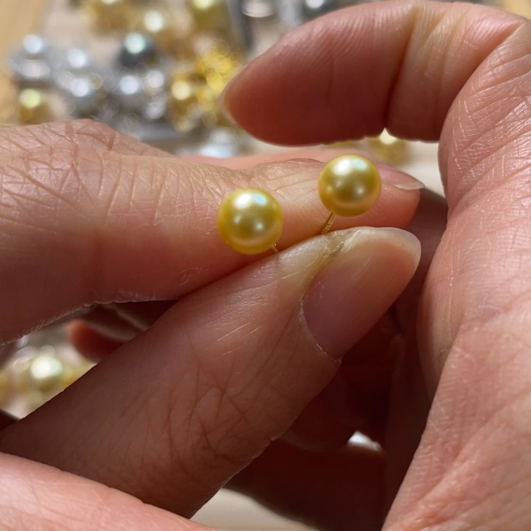 海水珍珠耳饰银S925镶嵌