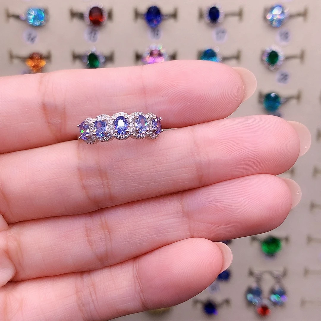 戒指蓝宝石银S925镶嵌