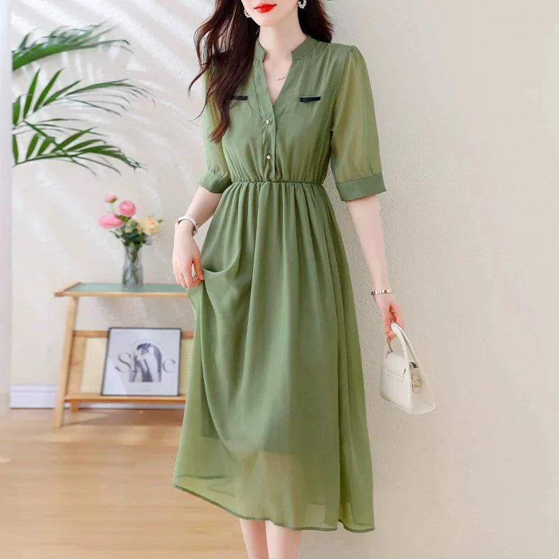 191 复古轻奢风高级感时尚收腰连衣裙（K18）