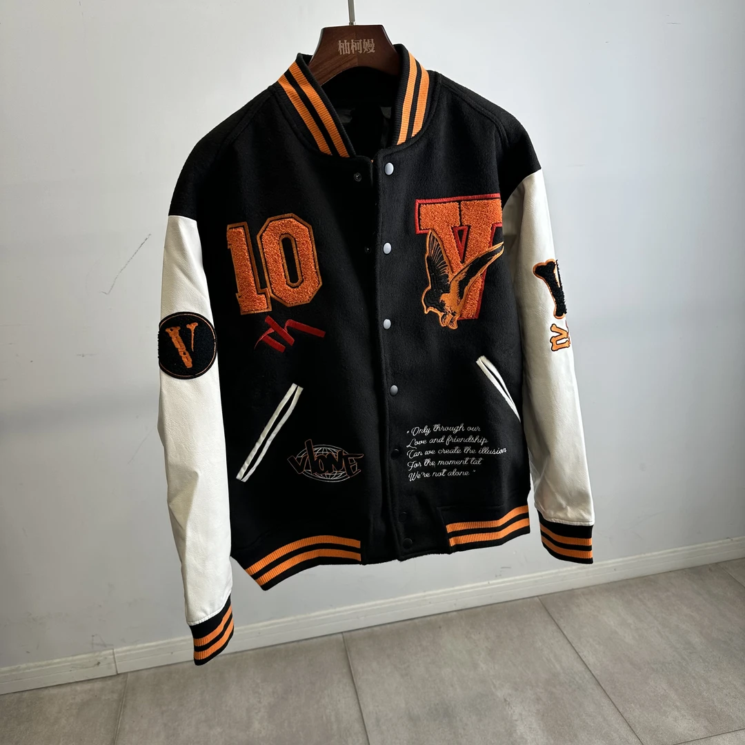重磅加厚棒球领重刺绣外套秋冬保暖时尚潮牌夹克情侣上衣5681