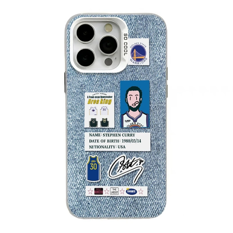 史蒂夫库里-IMD彩银白手机壳适用于多款机型抽象潮牌配件保护套