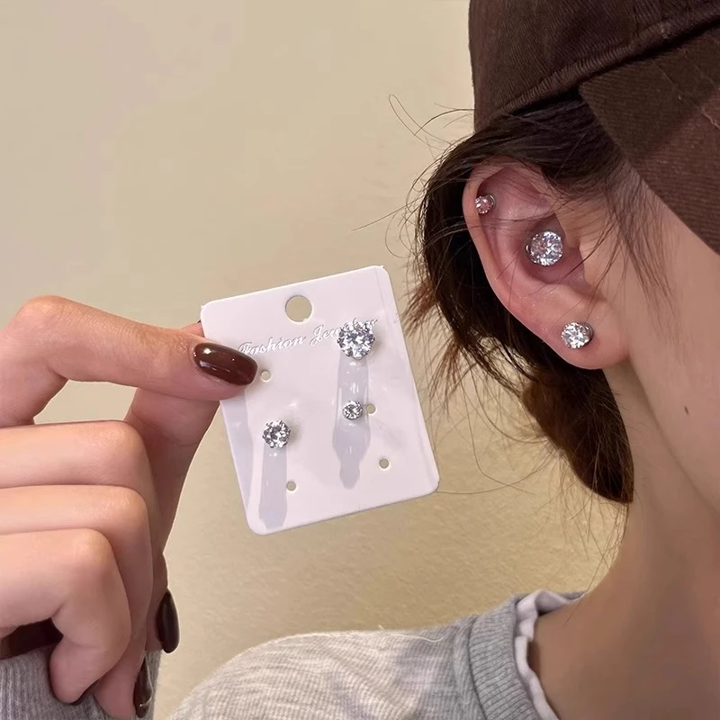 铜合金耳饰 巨闪磁吸耳蜗钉耳夹甜酷无耳洞可戴2025新款耳钉耳饰