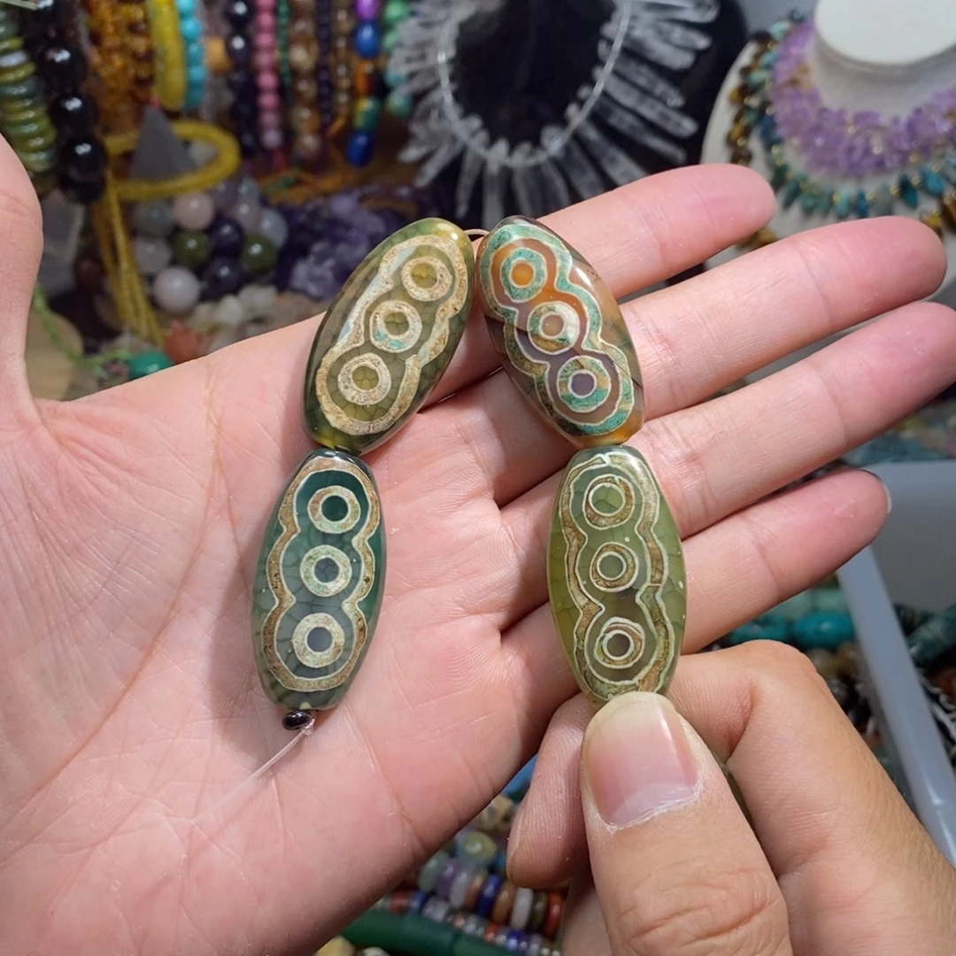 未镶嵌，藏传六眼风化老天珠21×40mm，石英质玉