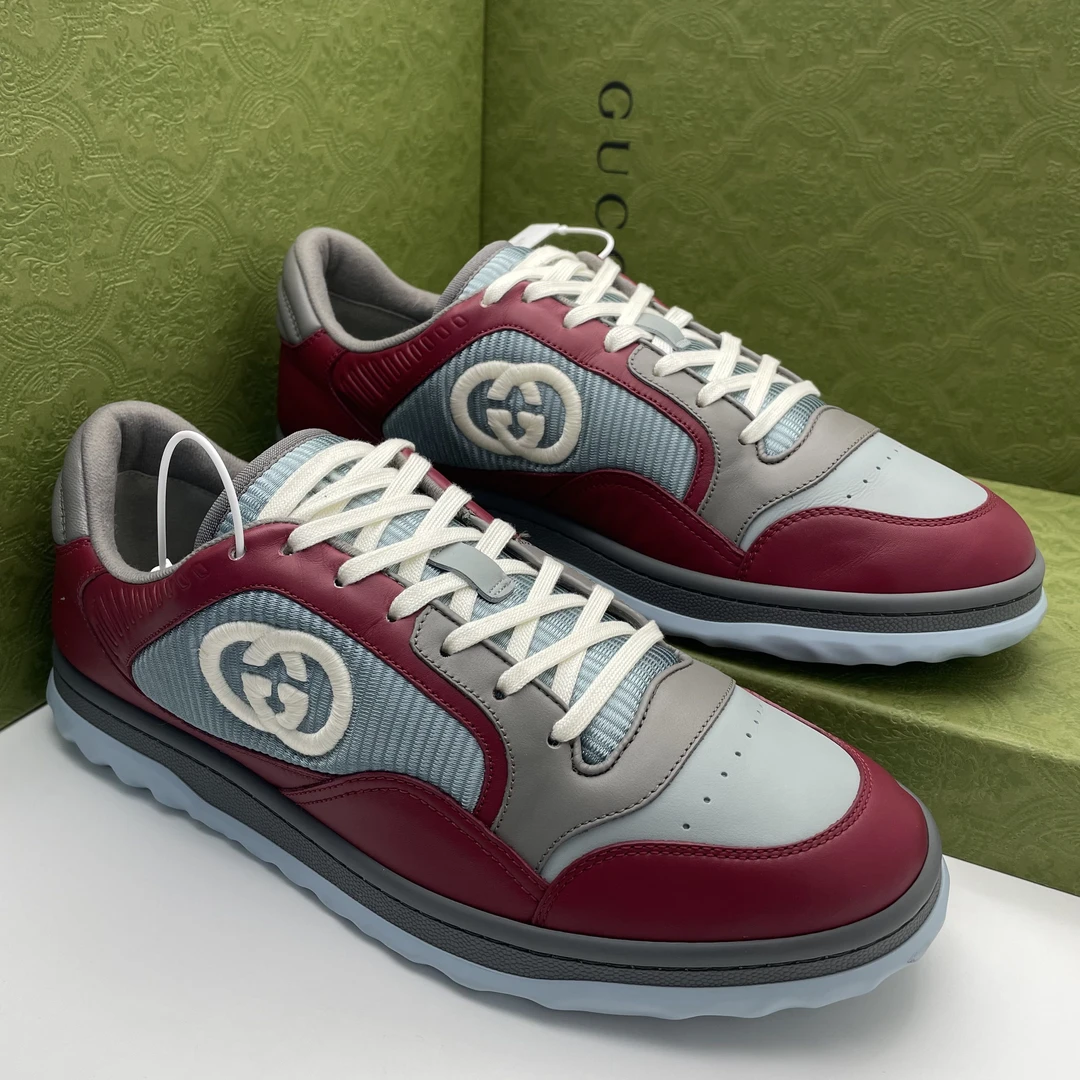 未使用 GUCCI/古驰 43欧码/红灰拼色MAC80系列休闲时尚板鞋/全套