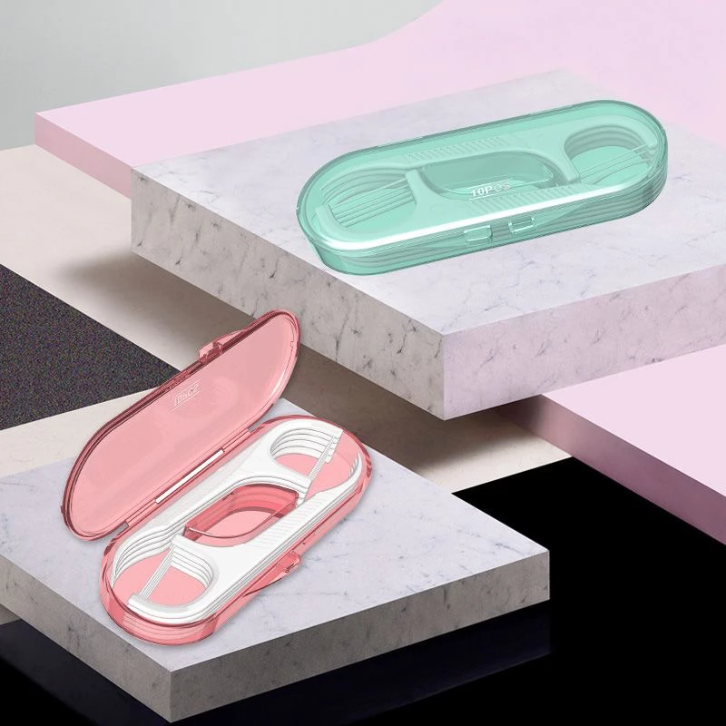 荣俏牙线棒随身便携盒牙签盒双色高颜值旅行出差专用牙线盒