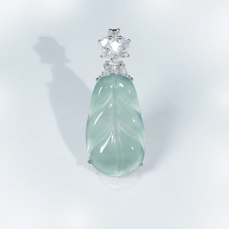 天然翡翠叶子吊坠A货蓝水气质轻奢款（不含链）多样性发1