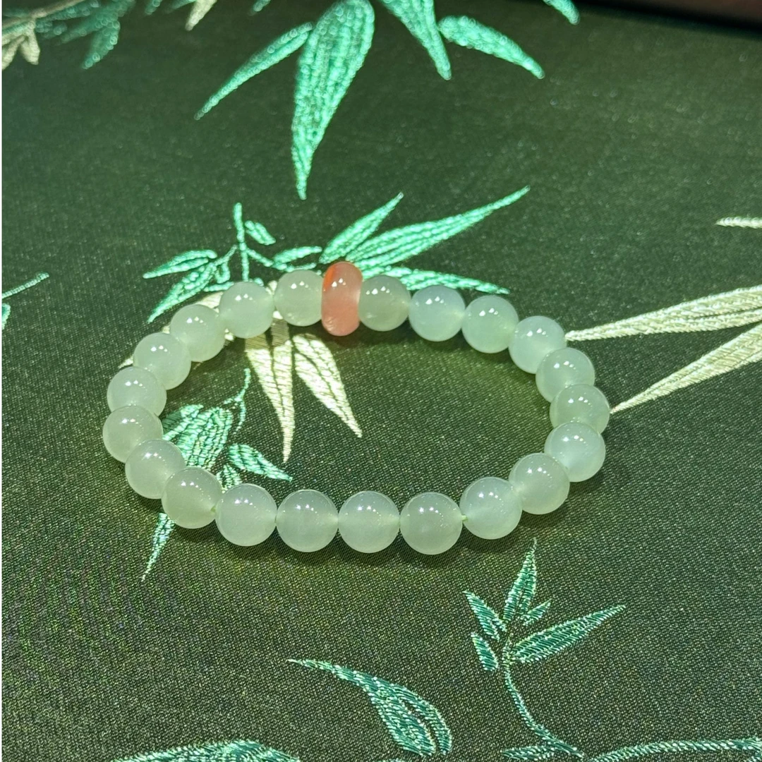 【润希珠宝】和田玉高冰晴水手串8mm果冻感十足单圈玉手串