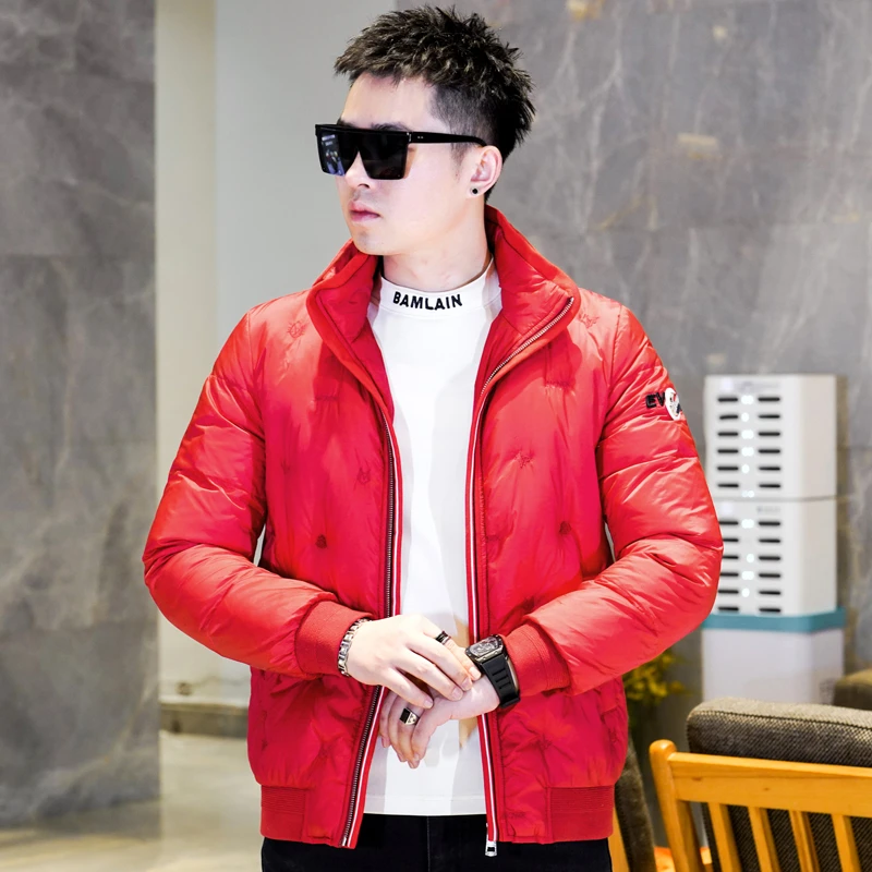 轻奢欧货羽绒服男款冬季2025新款潮流本命年红色加厚保暖男士外套