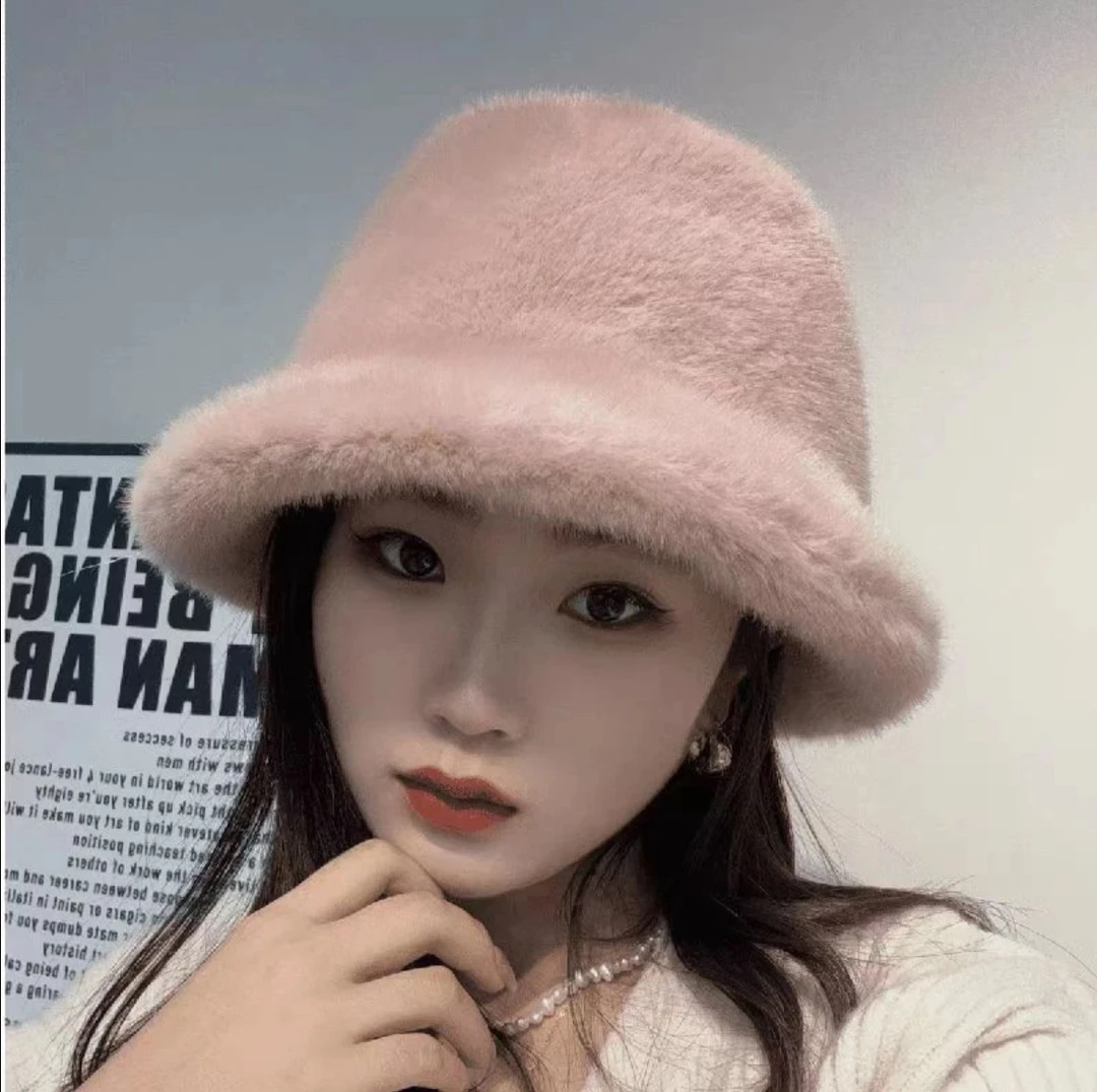秋冬时尚款仿貂绒款渔夫帽子男女士百搭防风保暖韩版毛绒加厚款
