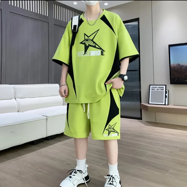 休闲运动套装夏季男士短袖T恤五分裤两件套学生帅气搭配韩版全套