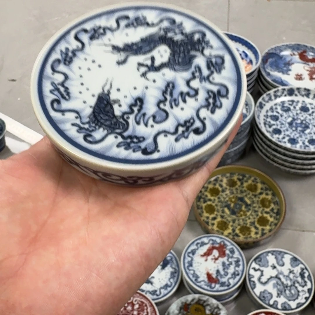 杯青花鱼化龙盖置