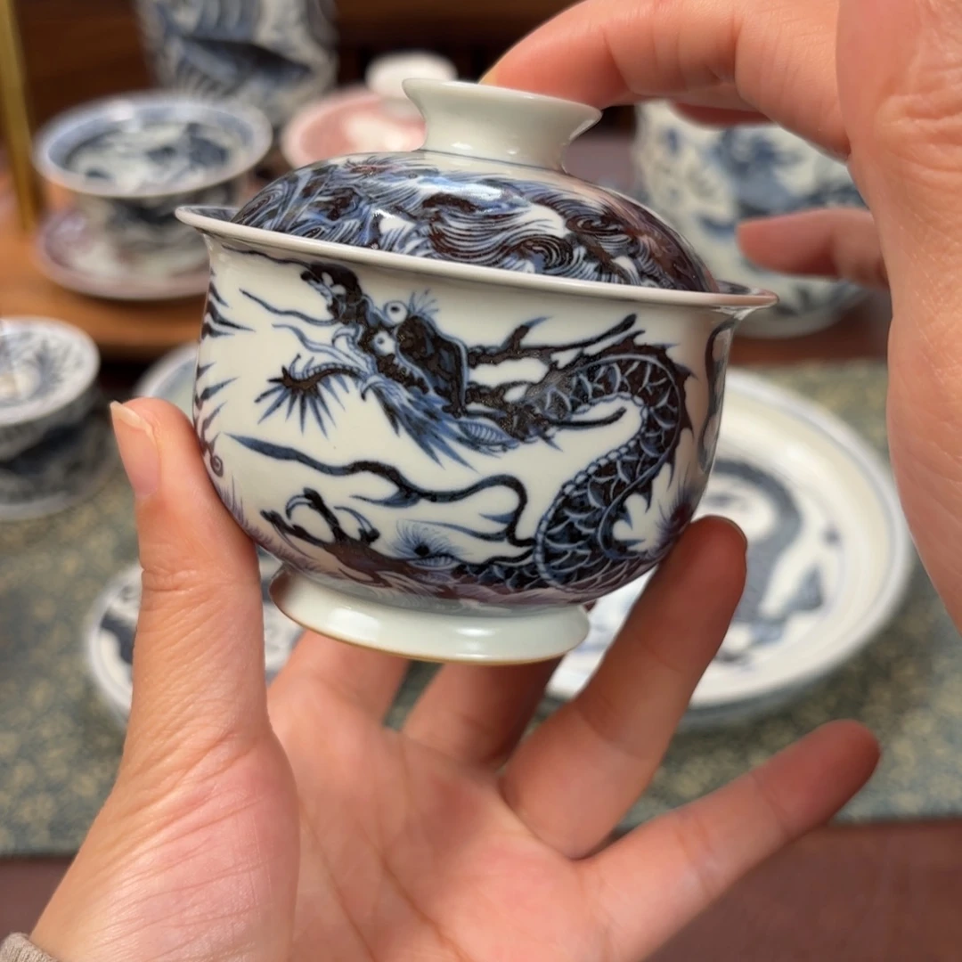 陶铠甲龙炉式盖碗博陵