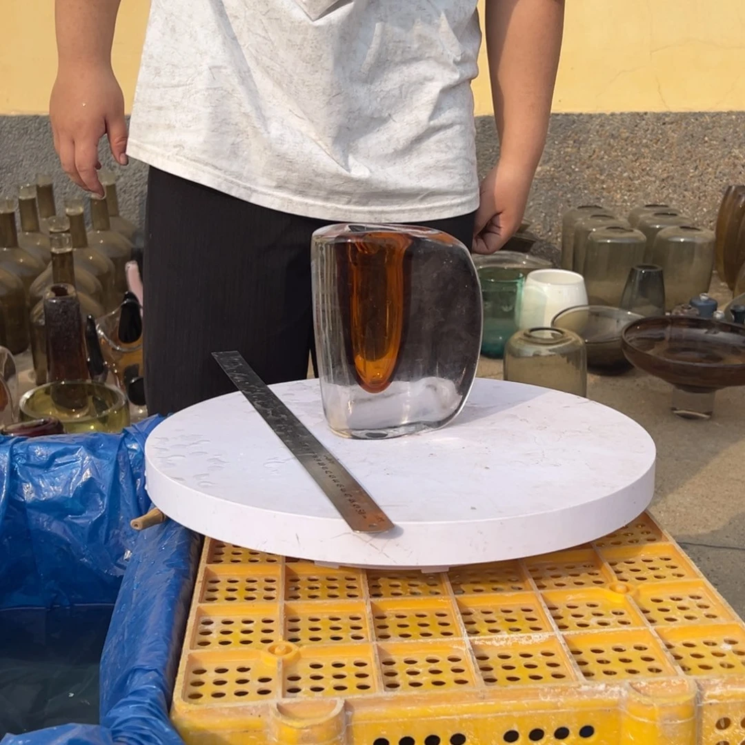 高17琉璃花器摆件磕伤