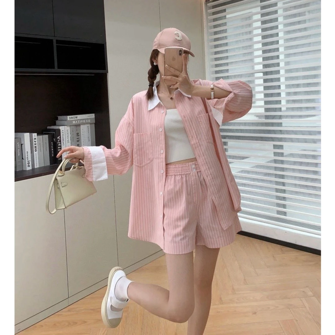 Fab条纹套装短裤夏季234855