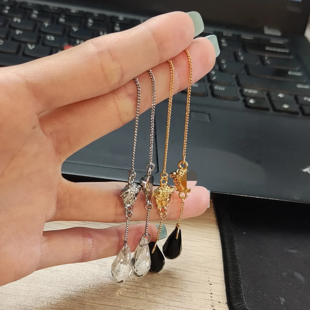 愿岛 黄铜琉璃耳饰 法式小众复古切面水滴设计耳环EH3799