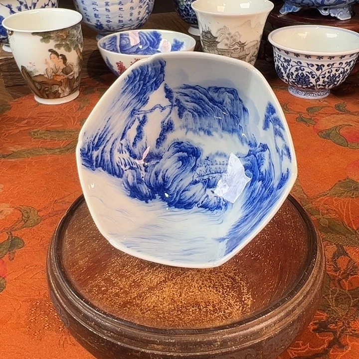 杯子陶青樵轩山水六方杯