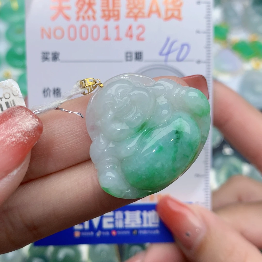 翡翠颈饰18K金镶嵌佛公