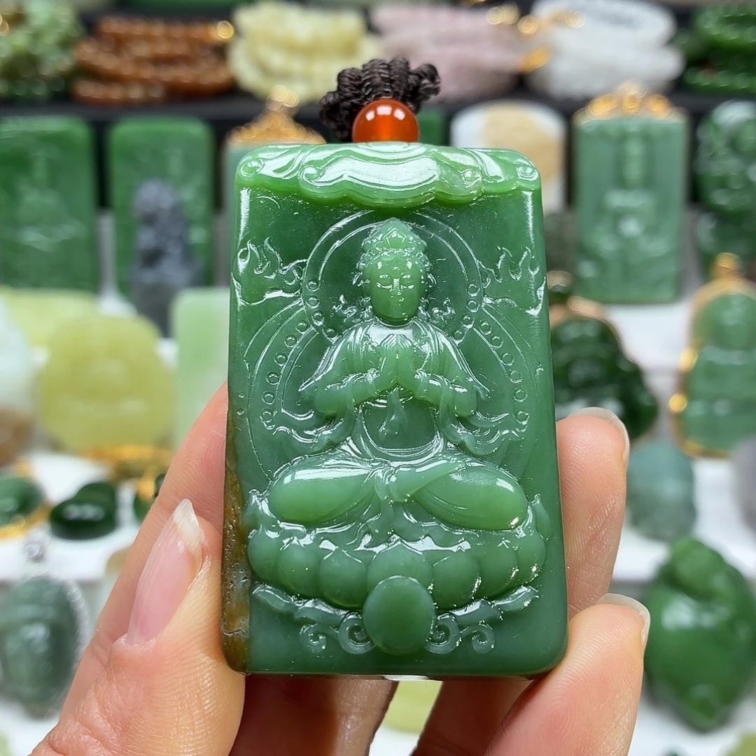 和田玉足银镶嵌颈饰