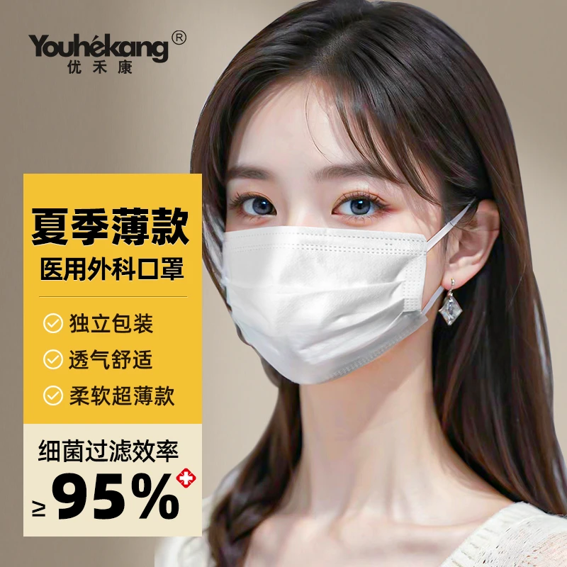 优禾康一次性使用医用外科口罩灭菌级三层过滤透气亲肤防护独立口罩