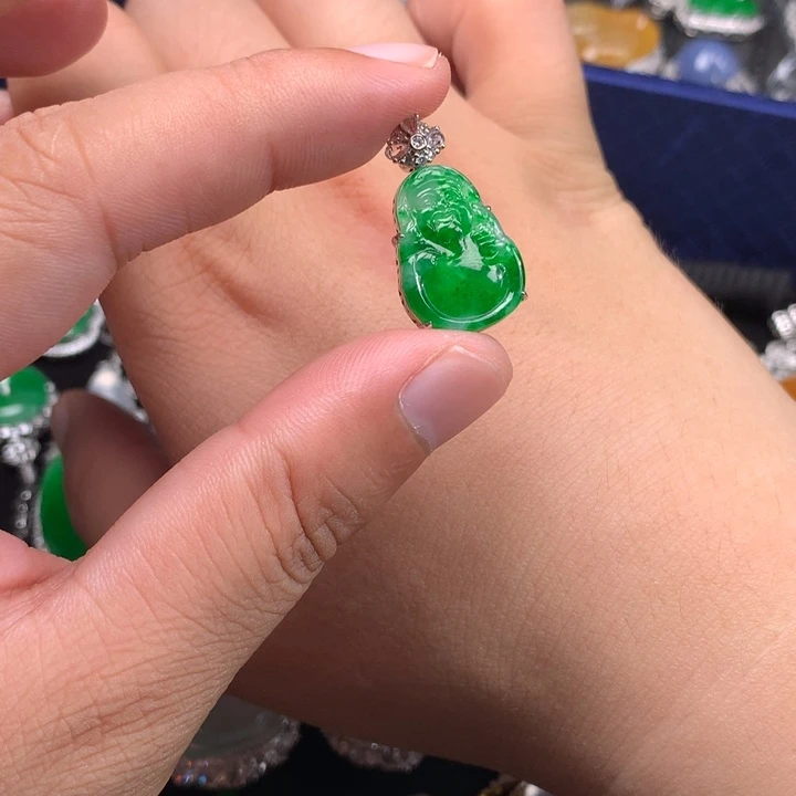 翡翠18K金镶嵌吊坠(不含链)