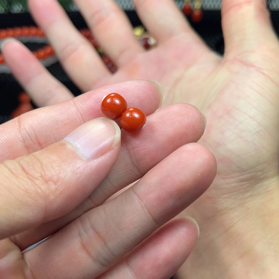 南红玛瑙老型对珠未镶嵌用****6