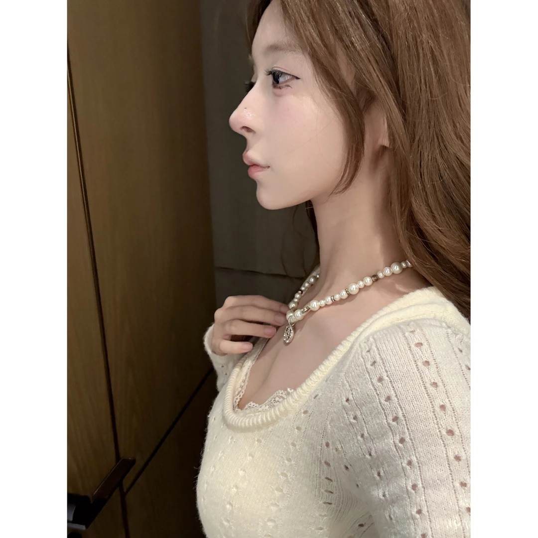 铜合金仿珍珠项链 C五角星珠珠时尚项链ALC1012