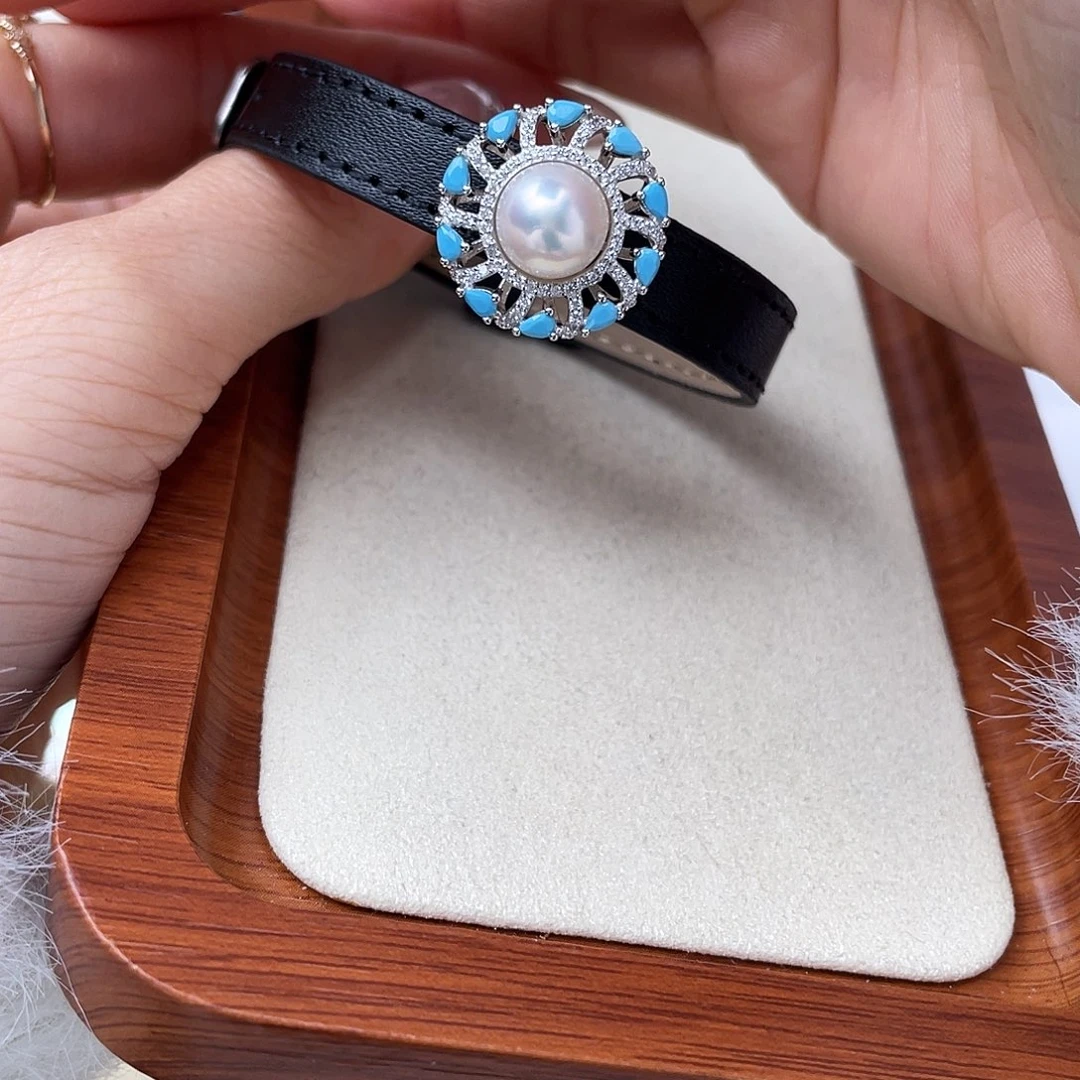 手绳银S925镶嵌海水珍珠