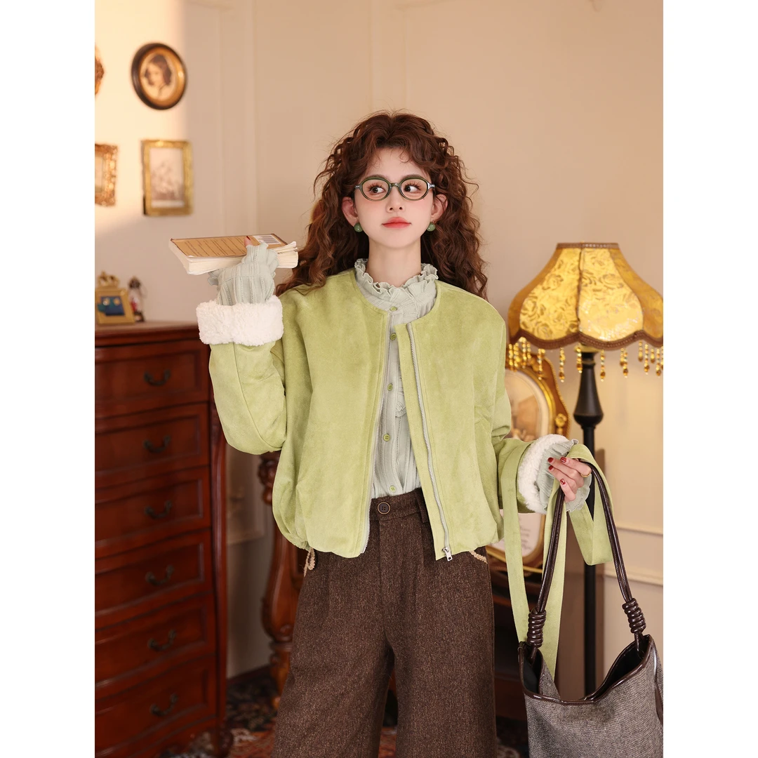 陈大器【月照松林​】复古港风麂皮绒加厚保暖百搭宽松外套JM2477777