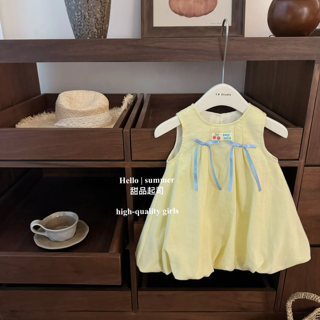 【甜品起司】奶黄包！女宝宝夏季可爱蝴蝶结公主裙洋气花苞背心裙子