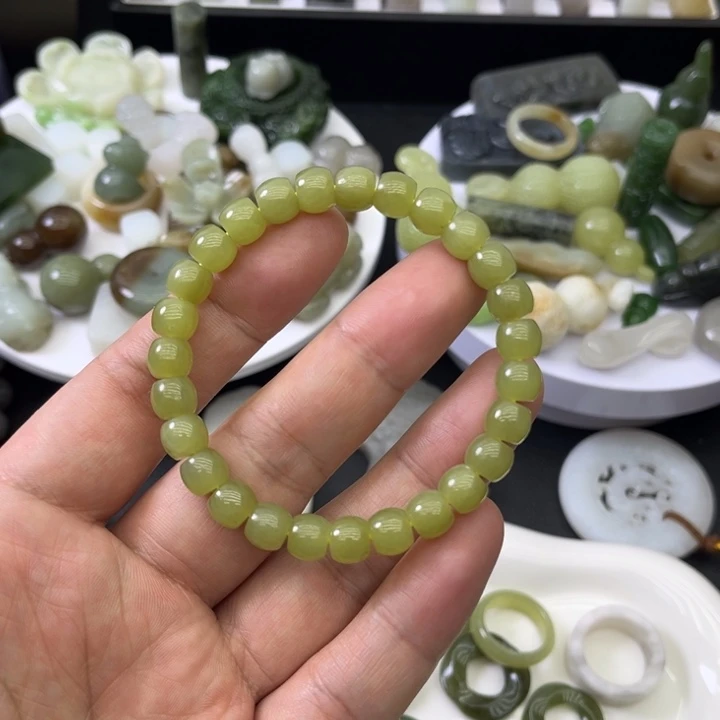 和田玉未镶嵌手链黄口老型珠手串