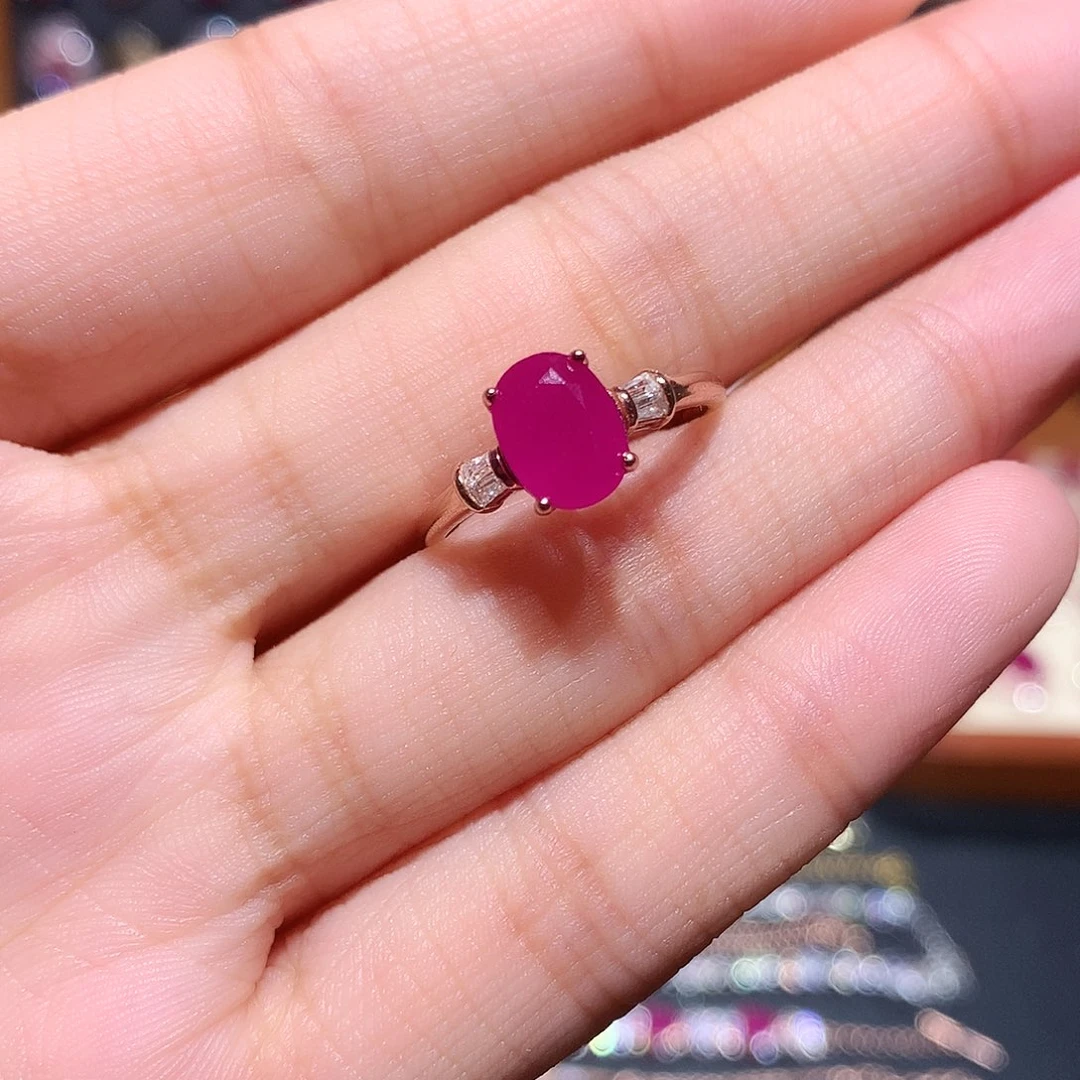 红宝石戒指银S925镶嵌