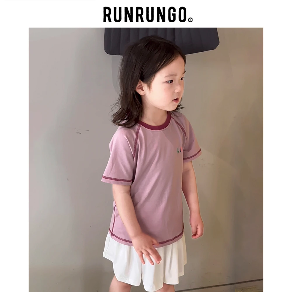 Runrungo【薄引力】撞色螺纹领T恤儿童运动时尚休闲夏季透气针织