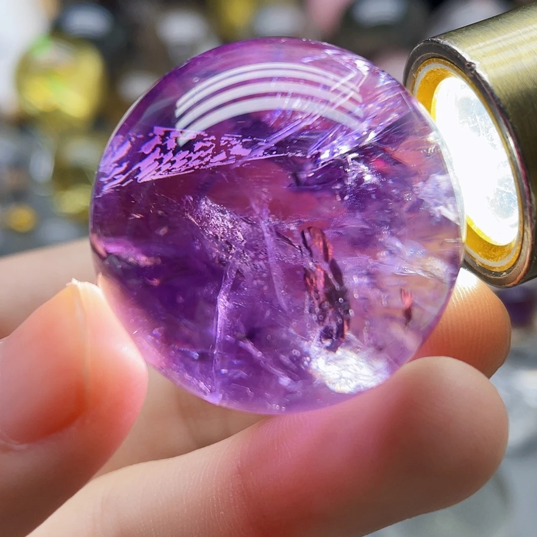 未镶嵌珠宝半成品水晶天然紫水晶33.2mm