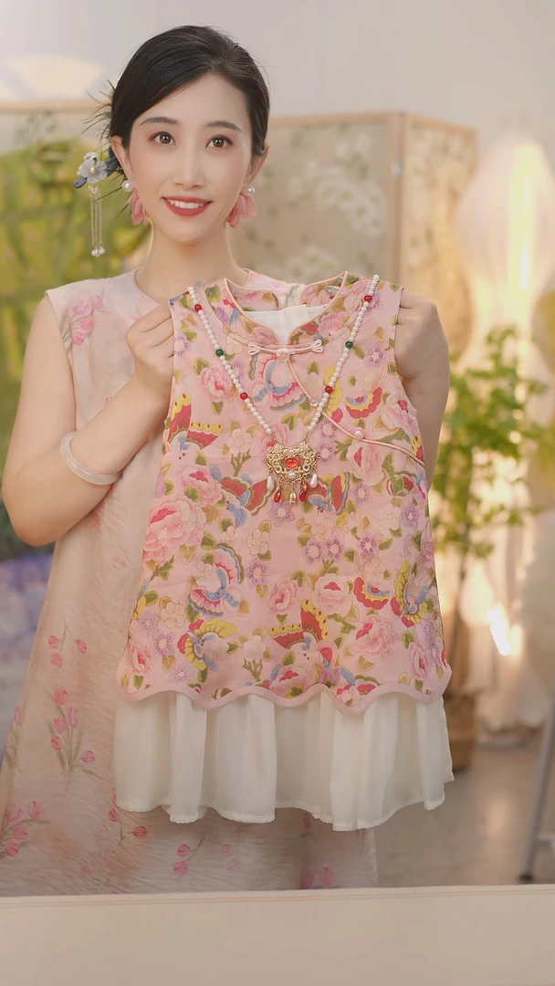 现货【锦绣】(不带挂饰)SC404女童夏季新中式2025新款国风旗袍裙