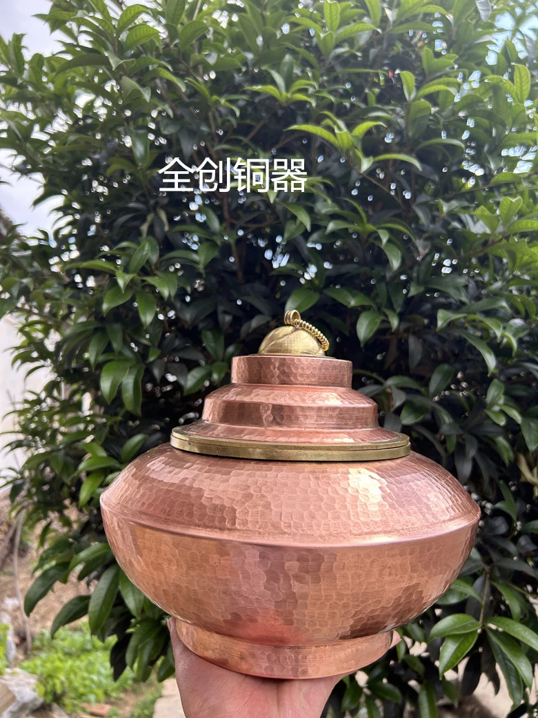 纯铜藏式用品纯色糌粑盒