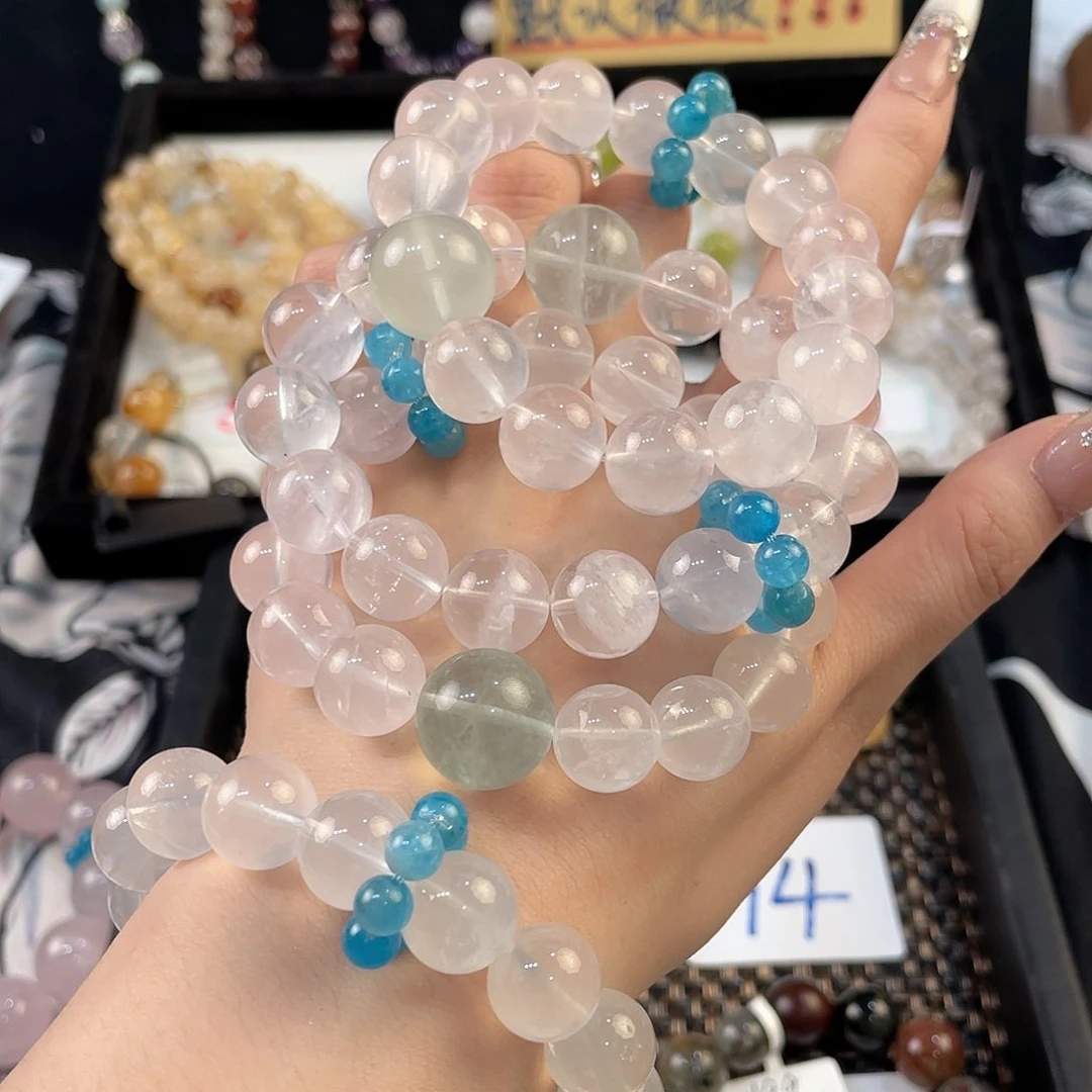 水晶手串未镶嵌绿萤石