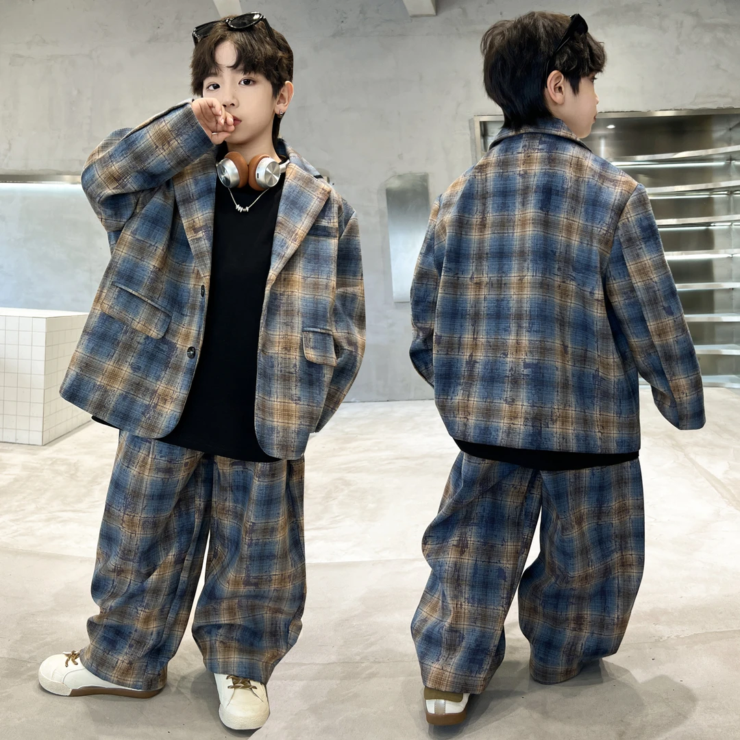 男童套装秋款2025新款儿童西服两件套中大童韩版运动男孩童装休闲