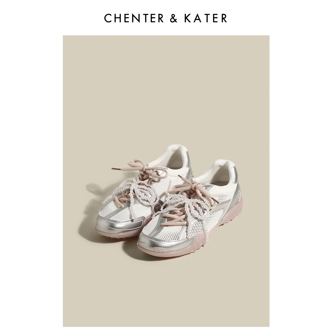 CHENTERKATER 透网运动鞋女2025春夏新款百搭透气时尚运动休闲鞋
