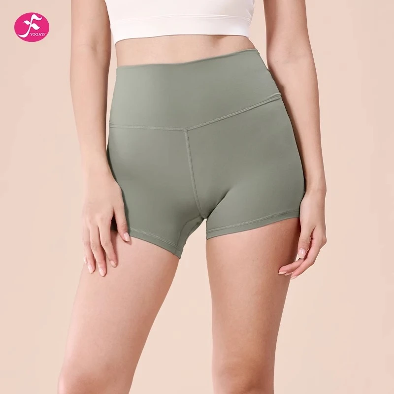 Yogayf/一梵夏清凉感三分裤提臀高腰紧身裸感防走光运动瑜伽短裤