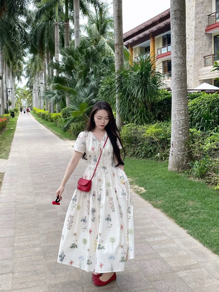 5216夏季收腰显瘦碎花连衣裙