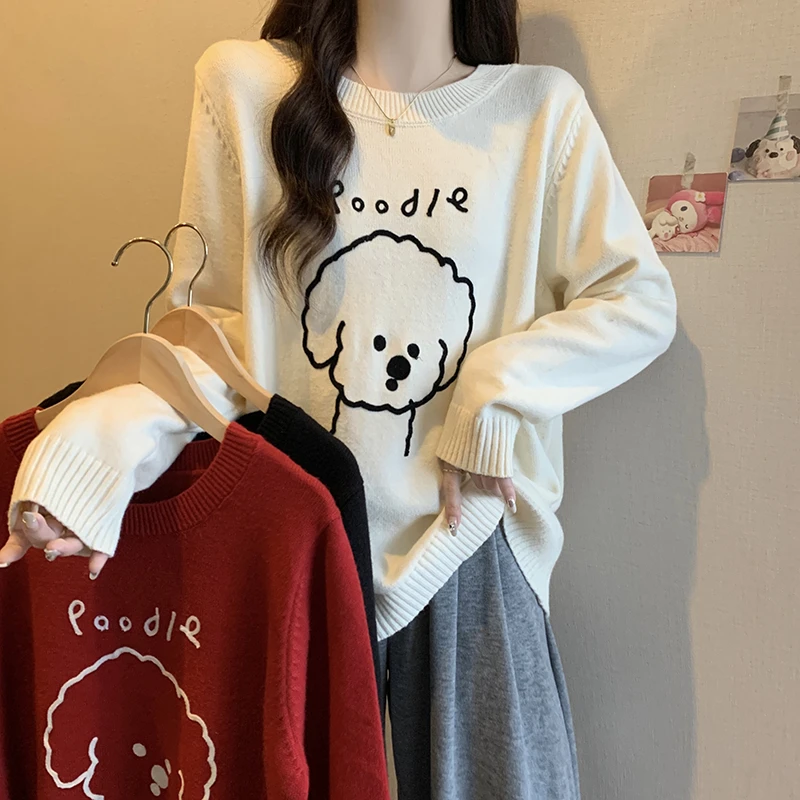 2025冬装新款胖mm大码女卡通提花针织衫宽松减龄新年毛衣71339