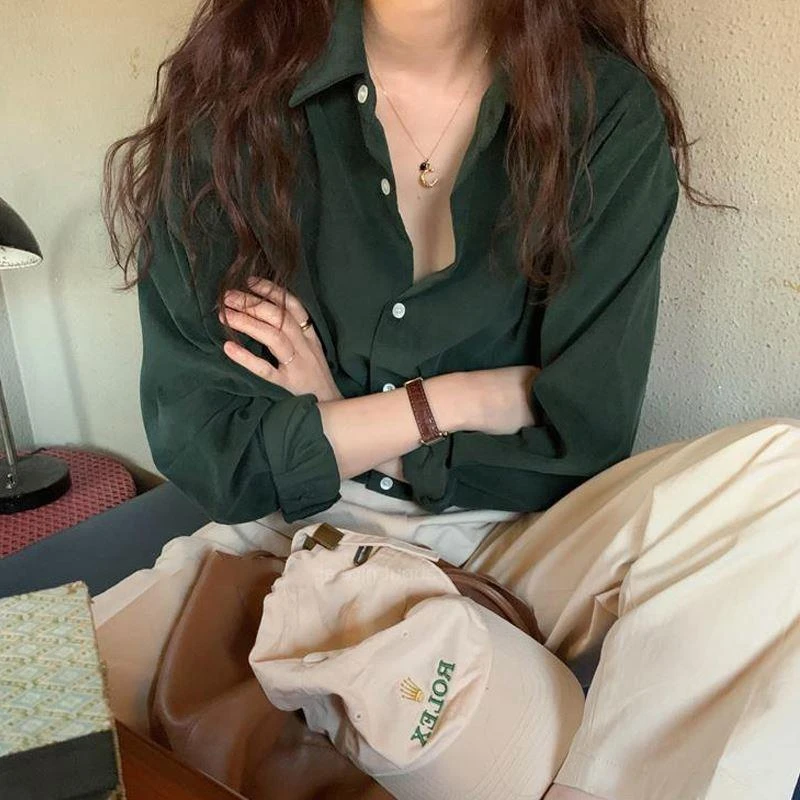 设计感小众复古港味纯色百搭长袖polo领叠穿外搭磨毛衬衫上衣女