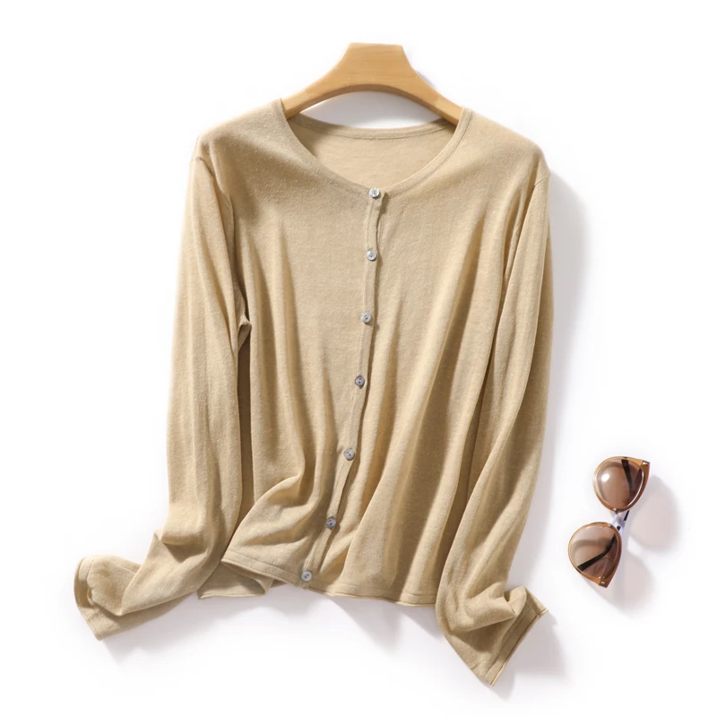 薄款针织衫圆领开衫外套针织上衣宽松显瘦防晒外搭