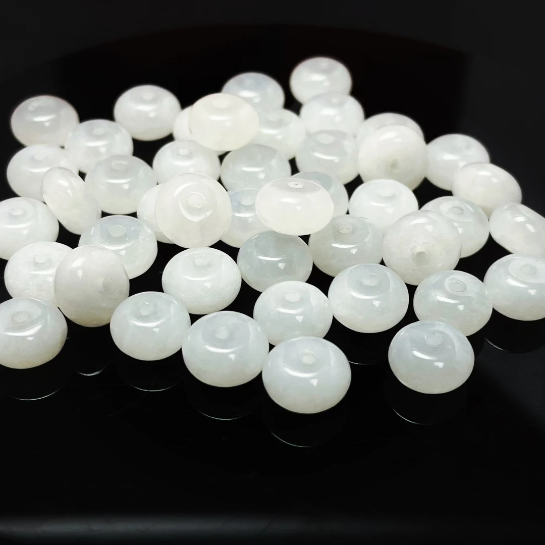 【萌宝饰品】A482天然和田白玉算盘珠8.5mm隔珠DIY配饰 百搭通孔