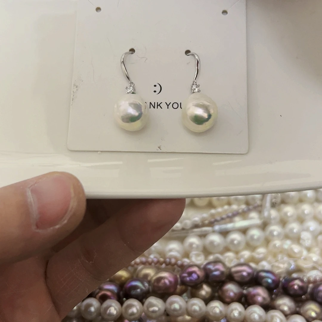 淡水珍珠耳饰银S925镶嵌