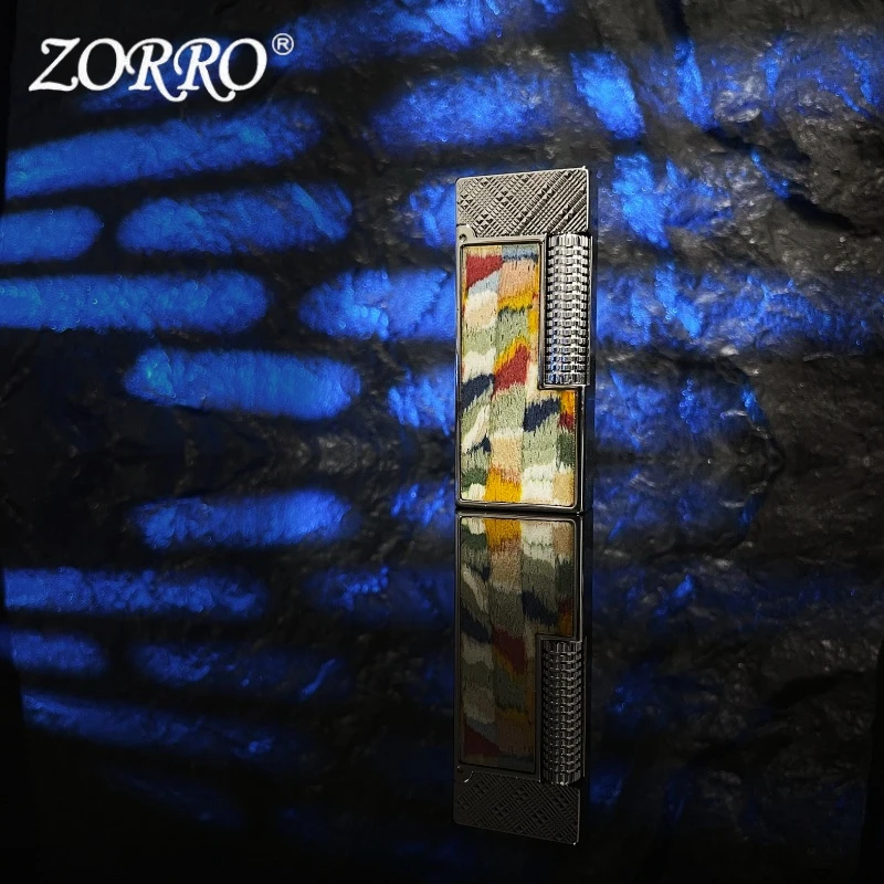 ZORRO佐罗木纹液压侧滑窄机煤油打火机男士时尚送礼复古礼品
