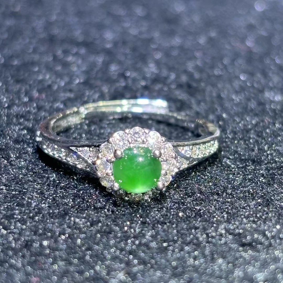 面面来财珠宝AT5421-A货翡翠绿戒指-活口