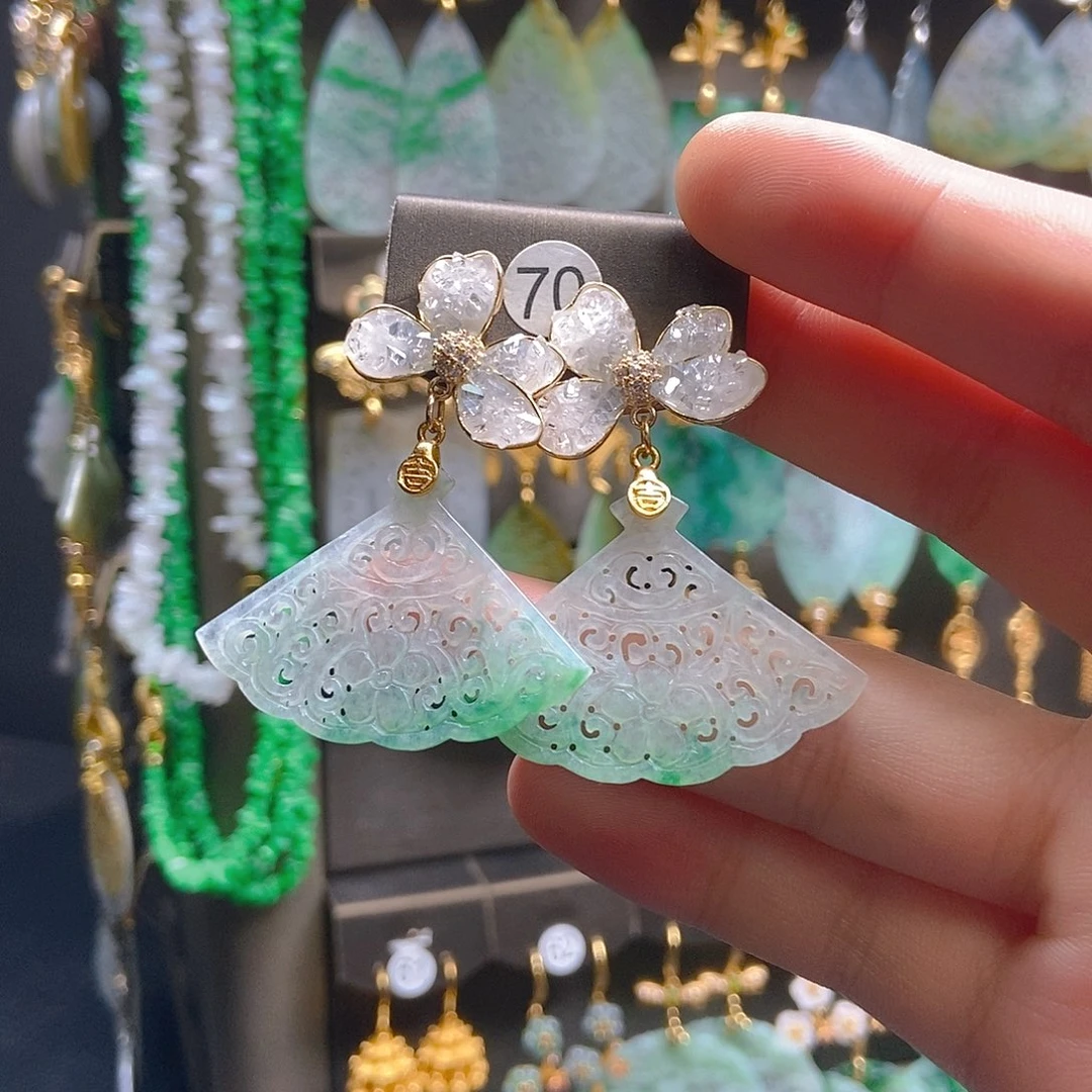 翡翠未镶嵌耳饰翡翠